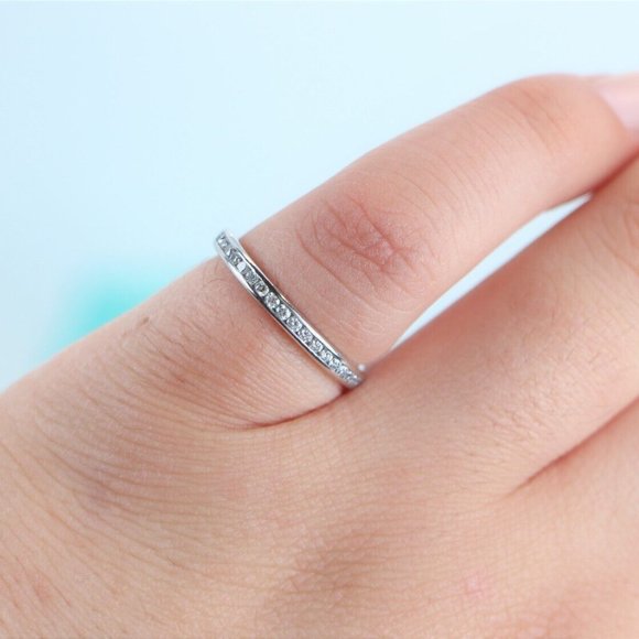 20113 Tiffany & Co. Platinum Diamond 2mm Channel Full Eternity Wedding Band 6 - Picture 3 of 6